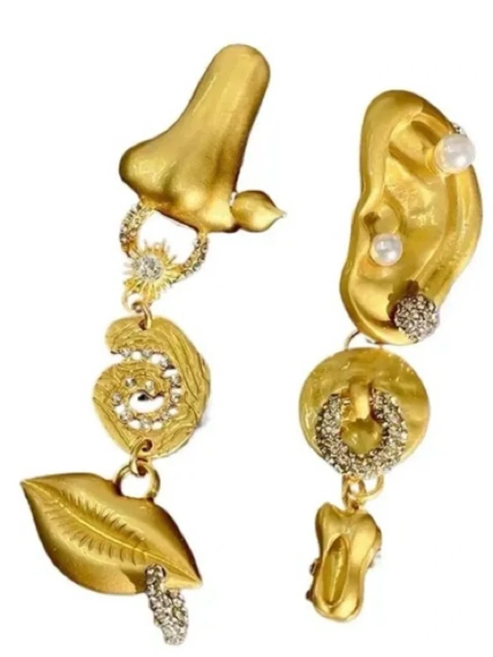 Luxurious Gold Drop Earrings with Pearl Accents